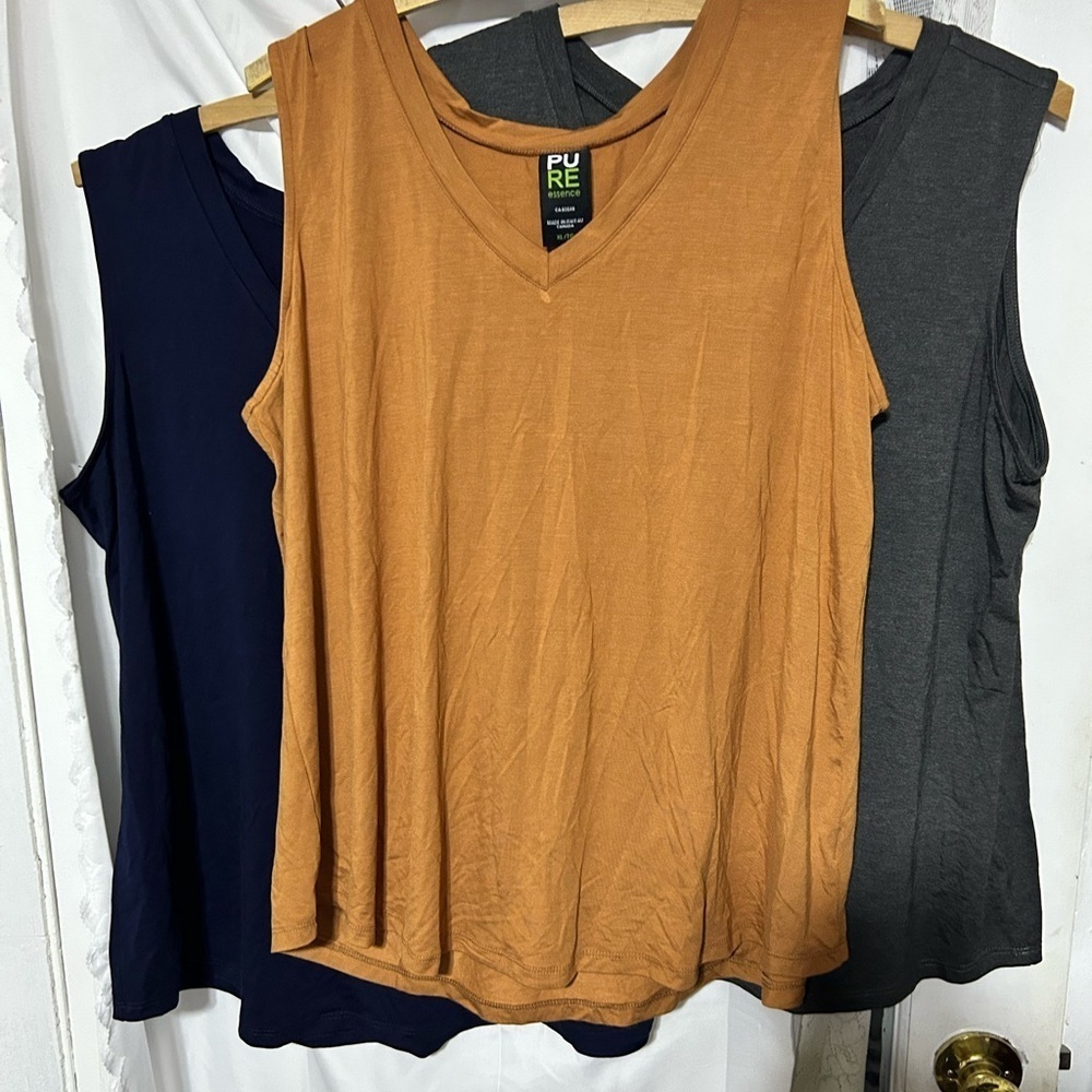 Pure Essence Women's Sleeveless Tops - Orange, Navy, and Gray - new or like new